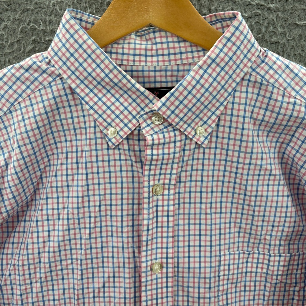 Vineyard Vines Button Down Shirt Men XL Pink Blue Plaid Classic Fit Murray Shirt